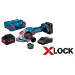 BOSCH GWX 18V-15 SC Akumuliatorinis kampinis šlifuoklis BITURBO su X-LOCK (18V Li-ion 2 x 8Ah akumuliatoriai)