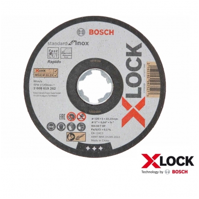 Bosch 125x1x22,23 mm Abrazyviniai pjovimo diskai X-LOCK Standard for Inox 10 vnt. pakuotė 1