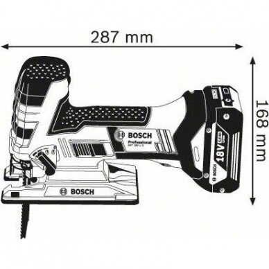 BOSCH Akumuliatorinis siaurapjūklis GST 18 V-LI S (18 V 2x4.0 akumuliatoriai) 2