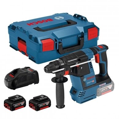 BOSCH GBH 18V-26 akumuliatorinis perforatorius L-BOX (18V Li-ion 2x5 ah akumuliatoriai)