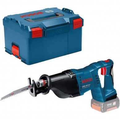 BOSCH GSA 18 V-Li tiesinis pjūklas SOLO L-Boxx (18V be akumuliatorių ir kroviklio)