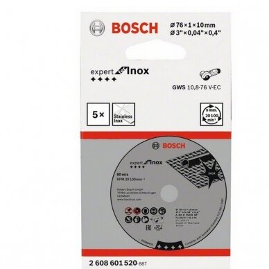 BOSCH PJOVIMO DISKAI BOSCH 76X10X1 EXPERT FOR INOX (5VNT) 2608601520