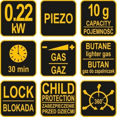 Degiklis dujinis Piezo 1300°C Vorel | 8g. 1