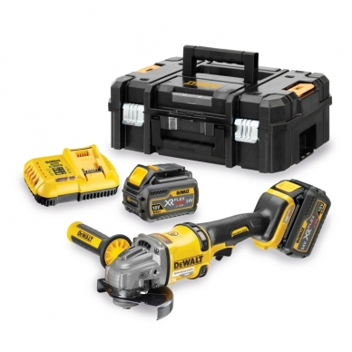 DeWALT DCG414T2 FLEXVOLT kampinis šlifuoklis (2 x 6.0 Ah Li-Ion. 54 V)