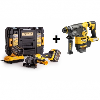 DeWALT DCG414X2 FLEXVOLT kampinis šlifuoklis + DCH323NT perforatorius