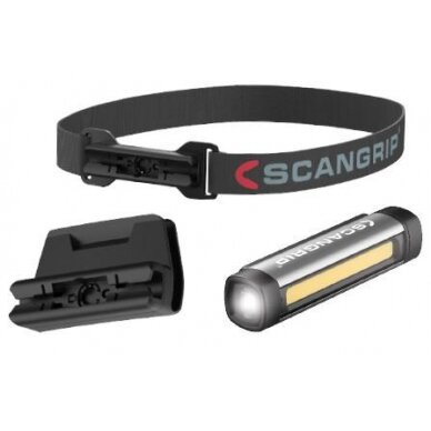 Galvos žibintuvėlis Scangrip FLEX WEAR KIT, 150lm, įkraunamas, IP20