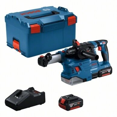 Bosch GBH 18V-22 akum. perforatorius su nusiurbimo sistema GDE 18V-12 (18V 2x4.0Ah, GAL 18V-40, LB)