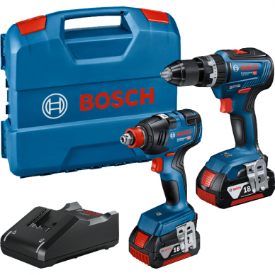 Bosch GDX 18V-200 ir GSB 18V-55  suktuvų rinkinys 2x4.0Ah; GAL 18V-40; LC