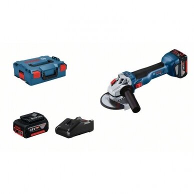 Bosch GWS 18V-10 akumuliatorinis kampinis šlifuoklis , LB 2x4.0, 18V-40