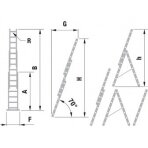 Kopėčios aliuminės, universalios, dvipusės, ištraukiamos 3 dalių FORTE | 3x10 pakopų 299-695cm