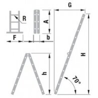 Kopėčios aliuminės, šarnyrinės 2 dalių FORTE | 2x7 pakopų 197-382 cm