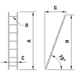 Kopėčios aliuminės, atremiamos FORTE | 1x12 pakopų 354cm (su stabilizatoriumi) 1