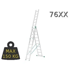 Kopėčios aliuminės, universalios, dvipusės, ištraukiamos, 3 dalių EUROSTYL | 3x11 pakopų 315-711cm