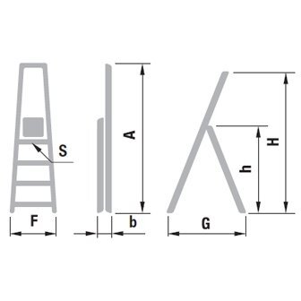 Kopėčios aliuminės, buitinės EUROSTYL | 3 pakopų 55-125cm, max 150 kg 1