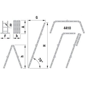 Kopėčios aliuminės, sulankstomos 4 dalių FORTE | 4x3 pakopų 176-344cm 1