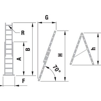 Kopėčios aliuminės, universalios, dvipusės, ištraukiamos, 2 dalių EUROSTYL | 2x11 pakopų 315-513cm 1