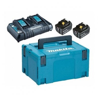 Akumuliatorių ir įkroviklio komplektas MAKITA 197629-2 PowerPack 18V (2x5,0Ah + DC18RD)