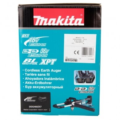 Makita DDG460ZX7 akumuliatorinis žemės gręžtuvas (Be akumuliatorių ir kroviklio) 6