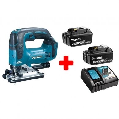 Makita DJV182RT2 akumuliatorinis siaurapjūklis (18 V 2x5Ah akumuliatoriai ir kroviklis)