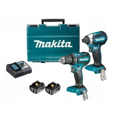 Makita DLX2289 bešepetėlinių akumuliatorinių įrankių rinkinys (DDF485+DTD153) (18V 2x3Ah akumuliatoriai)