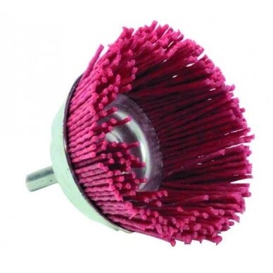 Nylon cup brush for drill, Ø65mm, 1/4" HEX shank