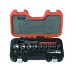 Pass-through socket set 10-24mm 14 pcs with flexible head ratchet