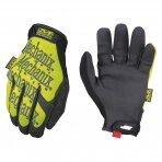 Pirštinės  MECHANIX ORIGINAL HI-VIZ geltonos L dydis. Velcro, dirbtinė oda, TrekDry®, šviesą atspindintys užrašai