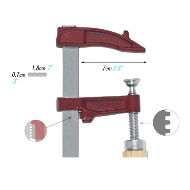 PIHER Spaustuvai MM 15cm, žiočių gylis 7cm, max 4000N, medine rankena 1