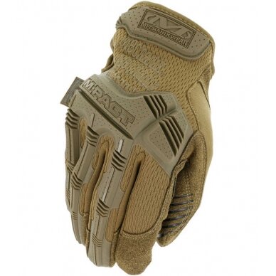 Pirštinės Mechanix M-Pact® Coyote M dydis. Velcro, TrekDry®, dirbtinė oda, delno, krumplių, Armortex®, pirštų apsauga, D30® apsauga nuo vibracijos