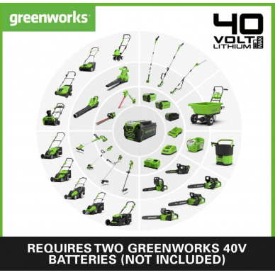 Greenworks G40AB akumuliatorinis pūstuvas ( 40V  2X2Ah akumuliatoriai ir kroviklis) 5