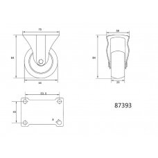 Ratukas vežimėliui d-65mm, 30kg, polipropileninis, juodas Vorel