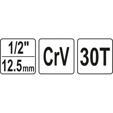 Raktas terkšlinis su kiauryme CrV pakopiniam raktui YT-03316 Yato | 1/2" 30 dant. 8