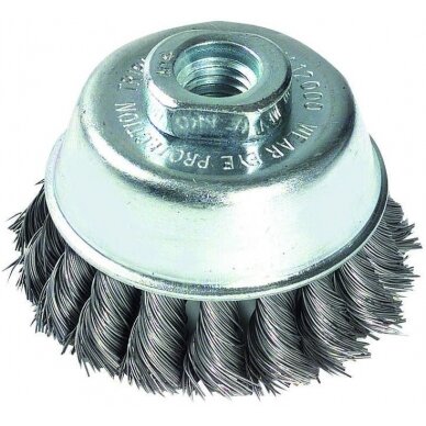 Steel wire cupbrush for angle grinder, 65mm, twisted Ø0.35mm, M14