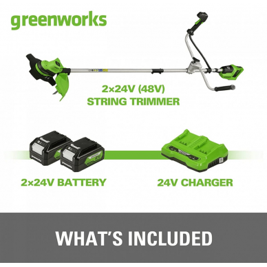 Greenworks GD24X2BCB STYGINĖ  ŽOLIAPJOVĖ (48V (2x24V) be akumuliatorių ir kroviklio) 3