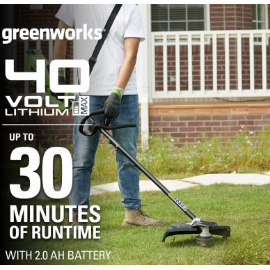 Greenworks GD40BCK4 STYGINĖ ŽOLIAPJOVĖ IR KRŪMAPJOVĖ VIENAME (40V su 4Ah akumuliatoriumi ir krovikliu) 7