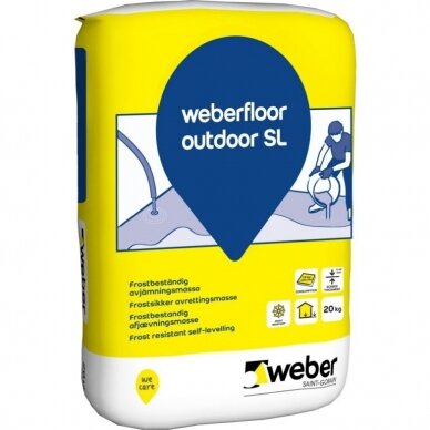 weberfloor outdoor SL 20 kg popierinis maišas  Savaime išsilyginantis cementinis mišinys galutinei dangai lauko darbams, 5-40 mm