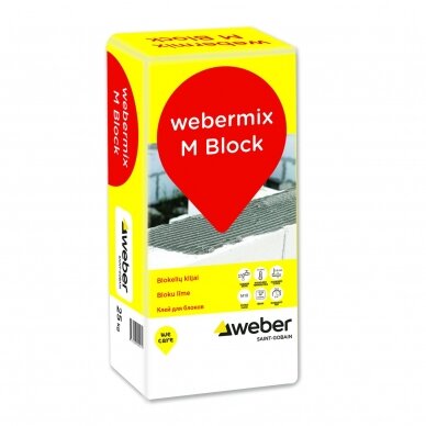 webermix M Block Blokelių klijai (plonasluoksnis cementinis mišinys) 25 kg popierinis maišas