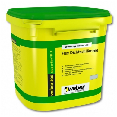 weber.tec Superflex D 2  Dvikomponentė labai elastinga cementinė hidroizoliacija 24 kg plastikinės pakuotės (2 komponentai)